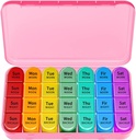 Tedenske tablete Organizator, velike tablete zaboj (7-Dan / 4-Times-A-Dan) z velikimi oddelki, da imajo veliko ribjega olja, vitamini, Jutro opoldne noč Medication Dispenser (Pink)
