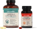 NatureWise 1000mg Omega 3 600mg EPA 400mg DHA z vitaminom E 180ct & vitamin B kompleks za celično energijo 60 Softgels[2-Mesec]