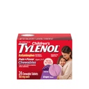 Otroški Tylenol Žvečilni izdelki s 160 mg acetatfena, Pain Reliever & Fever Reducer za otroške simptome prehlada + gripe, Glavobol, boleče grlo in zobobol, Aspirin-free, Grozdni okus, 24 ct