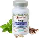 Quantum Health Sleep Melatonin 2mg Zdrava mirna podpora za spanje Mešanica z relaksirajočo Valerian Root, Lemon Balm & L Theanine Daily Mind & Body Well Bivanje za ženske in moške - 30 kapsul