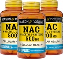 Mason Natura NAC N, Acetil,L,Cysteine 500 mg, oskrba 6 mesecev, podpira normalno celično zdravje, poživitveni imunski sistem za splošno dobro počutje, 3 pakiranja