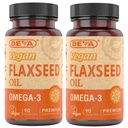 DEVA organski veganski vitamini Laneno olje - bogato z omega-3, hladno prefinjeno in nerafinirano - 90 kapsul, 2-pak