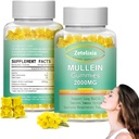 2 Pack Mullein Gummies - Mullein Leaf Extract za pljuča,Lung Detox čiščenje za kadilce,Mullein Lung Support Supplement for Immune Support,Mucus Relief,120 Sugar Free Vegan Gummies