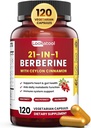 21-in-1 Berberine dodatek s Ceylon Cinamon - Organski Berberin HCL Fitosome, 5X večja absorpcija za presnovo Podpora 120 kapsul