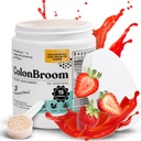 ColonBroom Psyllium Husk Powder (Strawberry) - Clease Colon za napenjanje Relief & Gut zdravje - Colon Broom Fiber Powder Drink - Vegan, Gluten brezplačno, Non-GMO Fiber Powder dodatek, 60 Servings
