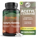 EarthNutri Acetil-L-karnitin Kapsula – Dodatek brez glutena, brez polnil, brez konzervansov – Acetil L-karnitin dopolnilo pomaga koncentracijo in energijo – 500mg na postrežbo, nearomatizirano 90 število