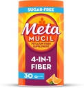 Metamucil 4 v 1 Daily Fiber Supplement Prašek, Fiber Prašek za prebavljivo zdravje in rednost*, brez sladkorja, Orange, naravno Izvor Psyllium Fiber, 30 čajnih žličkov
