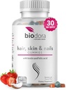 Lasje kože in nohti Gumiji, ekstra moč Biotin Gumiji s folno kislino, Inositol in vitamini, PCOS Symptom Relief & Hormone Balance, Sladkor brez jagode & Coconut aroma, 60 Gumies