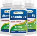 Best Naturals Vitamin D3 2000 i.e. (50 μg) - 100 tablet - 100 dni zaloga - pomaga pri podpiranju imunskega zdravja, močnih kosti in zob, in mišice funkcijo (100 število (Pack 3))