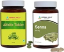 HERBAL HILLS Alfalfa tableta in Senna list kapsule Pakiranje z 2 Combo