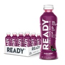 Ready® Protein Water – 20g izolat sirotkinih beljakovin, nič sladkorja, nizkokalorični športni napitek za hidracijo in regeneracijo – elektroliti, esencialne aminokisline – črna češnja, 16,9 fl steklenice (12-Pack)