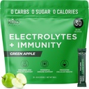 Keto Vitals Immuniteta Sladkor brez sladkorja Elektroliti v prahu z vitaminom C, ingver, kurkuma, & Elderberry - Poživite imunski sistem in rehidrirajte telo - Zelena Apple Flavor, 30 Count