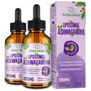 Liposomske Ashwagandha tekoče kapljice 2000mg, Ashwagandha Root Extract dodatek (7% Witanolides) s črno papriko ekstrakt in probiotiki za fokus, Kognition & Energija - 4 FL.OZ (2 steklenica)