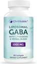 Liposomski GABA dopolnila 1000mg z L-teanino 200mg, visoka absorpcija,Ashwagandha, Kamilica,Tart Cherry Zeliščni dodatek za odrasle,60 Mehkužci,Non-GMO, Gluten Free