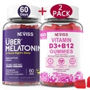 NEVIS Melatonin + vitamin D3 & B12 Gumies, Vegan, 2+2=4 Pakiranje