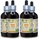 Kava Kava (Piper Methysticum) Tinktura, posušen korenski tekoči ekstrakt (Brand Name: HerbalTerra, Ponosno izdelan v ZDA) 4x4 fl.oz (4x120 ml)