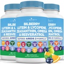 Eye Health Vitamini z borovnico, Lutein & Zeaksantin, likopen, Resveratrol, izvleček grozdnega semena Astaksantin- AREDS 2- 180 Kapsule
