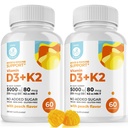 DR. MORITZ Vitamin D3 Gummies (5000 i.e.) s K2 - za odrasle in otroke - Vitamin D3 K2 Gummies za imuno podporo in zdravje kosti - Vegan, brez sladkorja, brez glutena (120 števk)