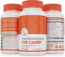 Legacy Wellness Candy Eye Vitamini z luteinom, zeaksantinom, kalcij, biotin, baker, cinkove tablete + podpirajo vid zdravje pri staranju odraslih + očesni sevi iz prevelikega časa zaslona, suhe oči dopolnila