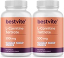 BESTVITE L-karnitin tartrat 500 mg na kapsulo (240 kapsul)(120x2) - brez stearat - brez GSO - brez glutena