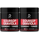 Zdravilo Graviola Soursop pušča kapsule - 2 pakiranji 50 kapsul za 100-dnevno oskrbo - 11 v1 Ekstrakt z Bezgove jagode, Kurkuma, Ginger, Mlečni osat, Cranberry & Več - Podpora Mood, Imunsko in telesno zdravje