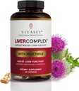 VITASEI Jetrna čistila Detox in popravila, Jetrni kompleks W/Mlečni Thistle Extract, Garcinia, Curcumin C3, Podpora Zeliščni prehranski dodatek, Detox Formul za ženske in moške, 60 kapsul