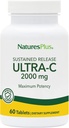 NaturesPlus Ultra-C 2000 mg - 60 tablet - Vitamin C z Rose Hips - Imunska in antioksidantna podpora - Vegetarian, Gluten Free - 60 serving