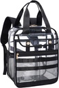 Clear PVC Transparent Backpack, velik več žep za delo in potovanja (črna)