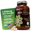 OmniBiotika Organsko mleko Supplement 1500mg – 4X Koncentriran ekstrakt s Silymarin – Zelo močna razstrupitev jeter in podpora – 120 veganskih kapsul
