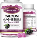 Kalcijev gumi z D3, kalcij Magnezij dodatek z Glycinate,Potassium,Vitamin D3 & K2, &Whole naravna hrana za kosti in imuno podporo- 120 Žvečljiva Gummy Elderberry aroma