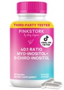 Pink Stork Inositol Supplement za ženske – 40:1 Myo-Inositol & D-Chiro Inositol – Hormonovo ravnovesje, plodnost in podpora jajčniku – Rednost cikla in presnovna Wellness, 30 Servinges