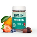 BeLive Symbiotics - Probiotic & Prebiotic Fiber Gumies – Inulin visoke moči (3g), Dietary Fiber Supplement, Prebavna podpora za otroke in odrasle - Jagoda, limona, borovničeva aroma (60Ct)