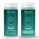 Iwi Life Brain & Heart Omega-3 Bundle, 30 Služabniki, Veganska rastlinska osnova Algae Omega 3, Krill & Fish Oil Alternative, Brez ribjega pookusa