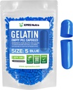 XPRS Nutra velikost 5 praznih kapsul - 100 Štetje zelo majhnih praznih kapsul želatine - tablete DIY Kapsule Polnjenje - Polne tablete Gel caps za Do-it-Your-Your Vitamin dodatki (modra)