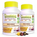 Perujska Maca Root Kapsule s črnim poprom 150 ct. Premium rumena Maca Rdeča Maca & črna Maca Močan 10:1 Vse vrste Maca ekstrakt Vse naravne ne-GMO Vegan NO riž v prahu NO Stearat NO silicij