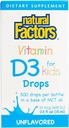 Naravni dejavniki, Vitamin D3 Kapljice 400 i.e. (10 μg) za otroke, podpira močne kosti in imunske funkcije, 0,5 fl oz, 0,5 Oz