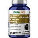 NusaPure Choline & Inositol 1000mg - 200 Veggie Caps (100% vegetarijansko, ne-GMO) Bioperino