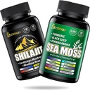 Sea Moss in shilajit Bundle - 90EE Count - Sea Moss, Black Seed Oil, Ashwagandha, Turmeric & Shilajit, Rhodiola Rosea,Burdock, Bladderwrack 21 v 1 Dopolnila (2 paketi)