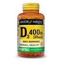 MASON NARAVNI Vitamin D3 10 μg (400 i.e.) - Podpira splošno zdravje, krepi kosti in mišice, 100 Mehkužci