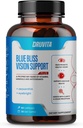 Modra Bliss Vision Support - Vitamini za oči z luteinom, biotinom, borovnico in zeaksantinom - Vitaminski dodatek za vid Zdravje in ohranjanje za odrasle Starejši 60 Veggie kapsule 30 dan