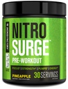 Jacked Factory NITROSURGE Pre Workout dodatek - Neskončna energija, Instant moč pridobi, Jasno Fokus, Intenzivno črpalke - NO Booster & Močni Preworkout Energy Powder - 30 Servings, Ananas