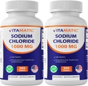 Vitamatski natrijev klorid 1000mg – 365 tablet – 2 plastenki Elektrolit Replenisher in Hidracija Podpora – Ne- GMO, Gluten-free