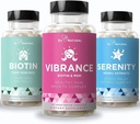 Eu Natural Beauty Bundle - Vibrance Bundle z Biotin & Serenity za bolj zdravo rast las, močnejši nohti, bleščeče kože