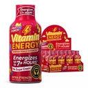 Vitamin Energy Immune+ Ekstra moč Energy Shot sadje Punch 12 Pack, 260mg Naravni kofein, B-vitamini, Citicoline, Zeleni čaj, Immuniteta in fokus podpora, Nič sladkorja, Gluten-free 1,93 fl oz