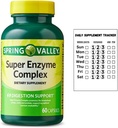 Spring Valley Super Enzyme Complex Prehranska dopolnila za digestivno podporo, 60 Kapsule + Dnevni dodatek Tracker Nalepka