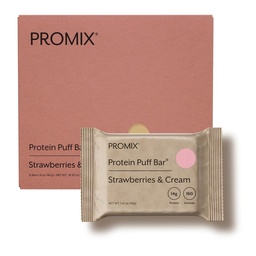 ProMix Nutrition Whey Protein Isolate Puff Bar, Low Carb Healthy Prigrizek z beljaki - Grass Fed,Gluten Free, Low Sugar, Soy Free (Jagode in smetana) - 12 Barov