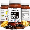 Biolore Wildcrafted Sea Moss Gel s Shilajit - Mango Pineapple 16 oz - Flavored Sea Moss Gel z Essential Vitamins & Trace Minerals - Veganska Superfood - Izdelano v ZDA, Gluten-free, Brez dodanega sladkorja