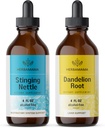 HERBAMAMA Zeliščne tekoče kapljice komplet - Skodelica stinging koprive & Dandelion Root Tinkture 4 fl oz - Vegan, Non-GMO, Sugar & Alkohol-free - 2 paket