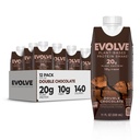 Protein Shake na osnovi Evolve, dvojna čokolada, 20g Vegan proteini, brez mleka, brez umetnih sladil, ne-GMO, 10g Fiber, 11 Fl Oz (Pack of 12) - (Formula maj Vary)