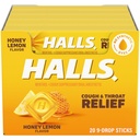 HALS kašelj in grlo Relief medeno limonino kašelj kapljice, 20 palice od 9 (180 skupne kapljice)